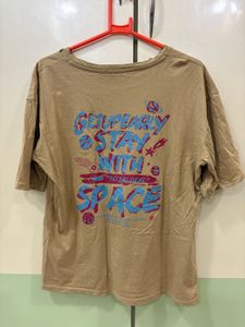 Casual Beige Graphic T-Shirt
