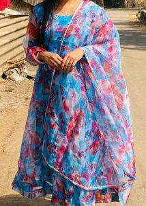 Floral Print Anarkali Suit