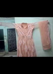 Peach Embroidered Anarkali