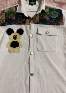 Mickey Mouse Embroidered Button Down