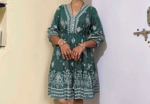 Boho Green Print Dress