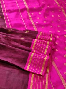 Brown and pink Silk Saree