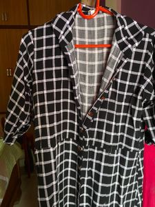 Black &amp; White Check Midi Dress 👗
