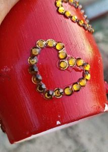 Red Stone-Embellished Planter