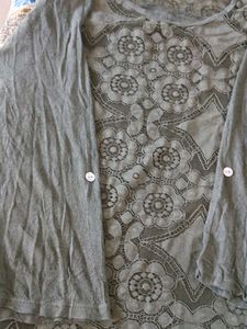 Gray Lace Top