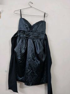 Bluish Grey Satin Bridal Dress