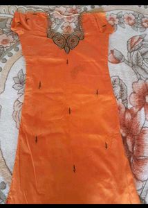 Orange Embroidered Kurta Set