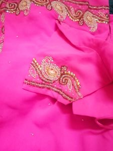 Pink Embellished Saree