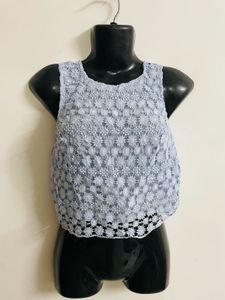 Women Blue Lace Top H&M