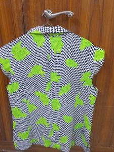 Green Leafy Print Top