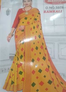 New Soft Chiffon Saree Haldi Function Special