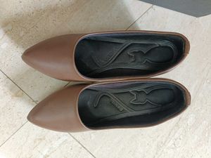 Brown Pointed-Toe Ballet Flats