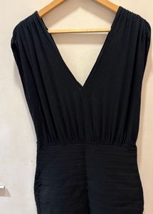 Black Mini Dress - V Neck