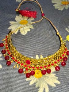 Red &amp; Gold Tone Indian Necklace