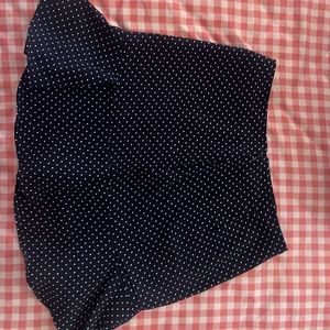 Navy Polka Dot Ruffle Skirt