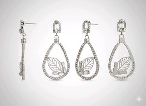 Earrings Of Sparkling Leaf Teardrop
