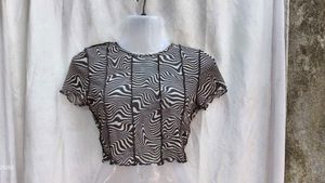 4111. Zebra Print Sheer Crop Top