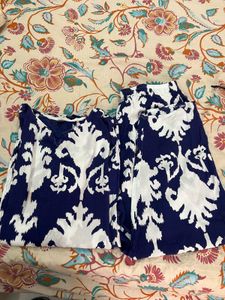 Elegant Blue &amp; White Kurta Set