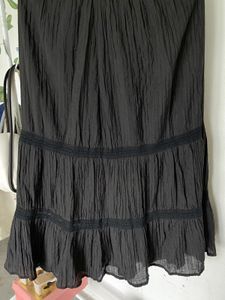 Tiered Black Midi Skirt