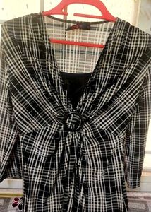 Chic Plaid Dress with Ring Detail