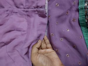 Designer Saree With Stitched Blouse  + Lipstick