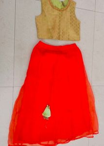 Girls Crop Top And Skirt Set