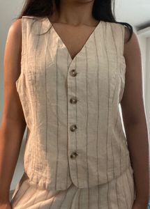 Beige Linen Waistcoat