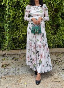 Floral Off-Shoulder Top & Pleated Skirt Set