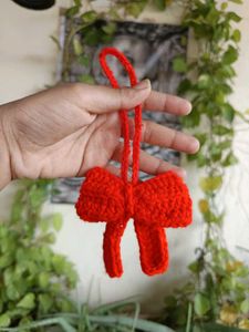 Crochet Handmade Red Big bow keycharm🥳🎀