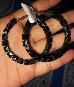 Black Beaded Hoop Earrings