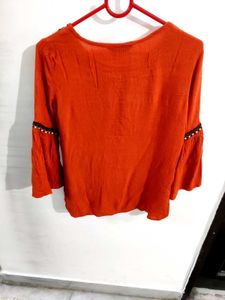 Coral Embroidered Top