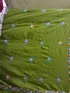 Olive Green Daily Use Saree with Blouse(36)