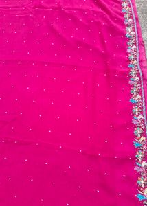 Pink colour hend work saree