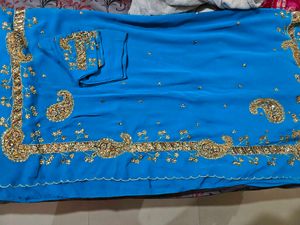 Elegant Blue Embellished Saree