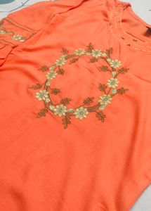 Floral Embroidered Orange 🧡 Kurta