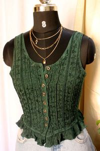 Embroidered Button Down Top
