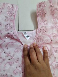 Embroidered Pink kids lehenga set