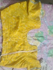 Yellow Sareewith Silver Sides