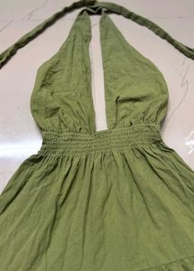 Olive Green Ruched Bodycon Mini Dress