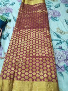 Elegant Maroon &amp; Gold Pattu Sari