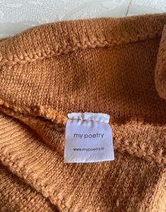 Brown Flared Knitted Winter Hat