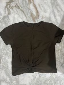 Olive Green Twist Front Tee