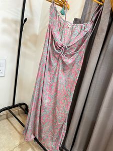 Paisley Print Tie-Front Slip Dress