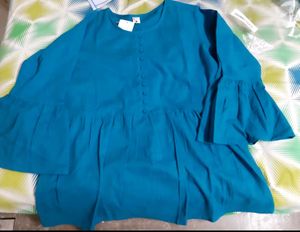 YASH GALLERY Casual Bell Sleeves Solid Women Blue