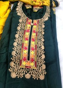 Green Embroidered Kurti Set