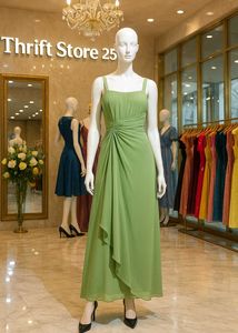 Olive Green Chiffon Gown