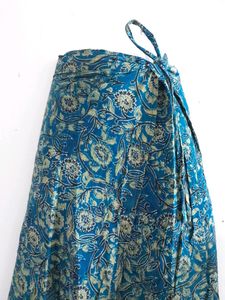 Navy Blue Printed Wrap Around Skirt(Women)