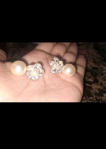 Golden Flower Pearl Earrings