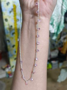 Giva Pink Stone Silver Queens Necklace