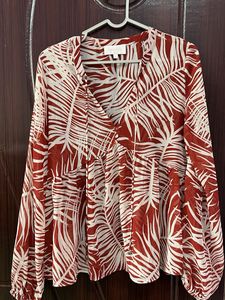 red chiffon Print Top
